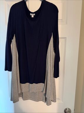 Avenue Navy Scoop Neck Shirt